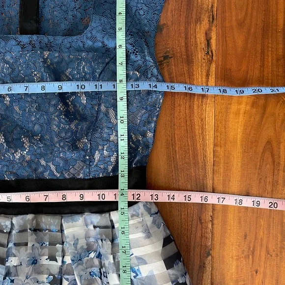 Sachin & Babi Noir tulle dress floral striped lace ballet zipper fit & flare - Picture 8 of 9